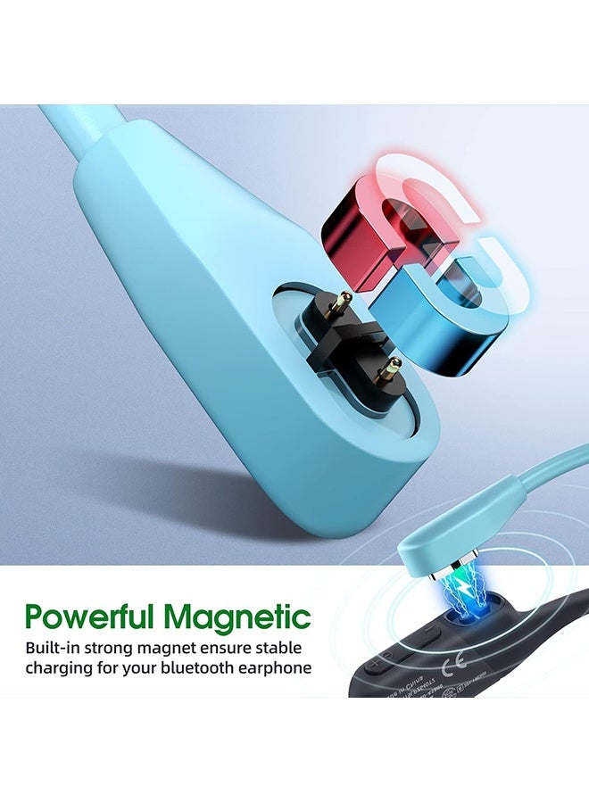 دبليو أف أف أو عبوة من 2 - كابل شحن مغناطيسي بطول 3.3 قدم / 6 قدم لسماعات Aftershokz Aeropex AS800 و Shokz OpenRun و Pro و Mini و OpenComm لاستبدال كابل الشحن، كابل شاحن USB بالمغناطيس لتوصيل العظم - أزرق - Image 5